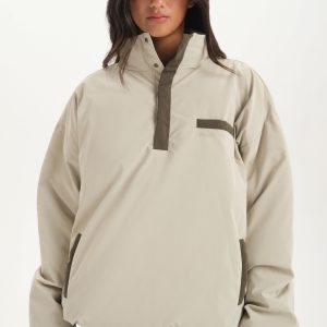 NYLON PUFF QUARTER SNAP JACKET - SPARROW