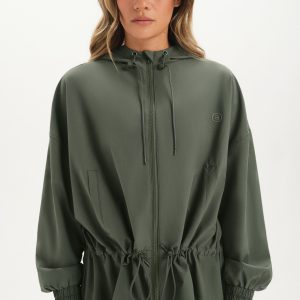 NYLON TRACK CINCHED WINDBREAKER - GROTTO