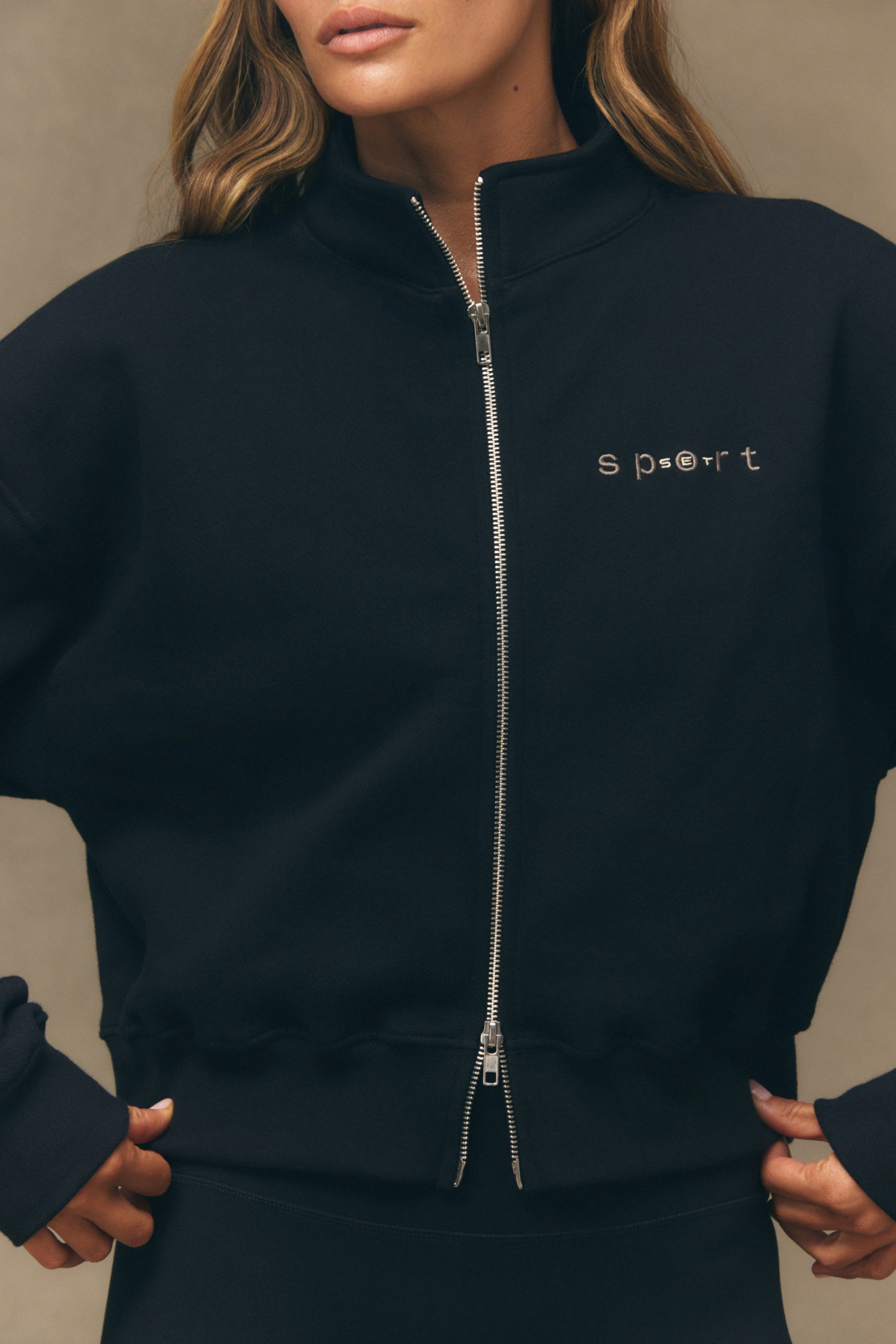 MIDWEIGHT SWEATS STAPLE SET SPORT FUNNEL ZIP - ONYX