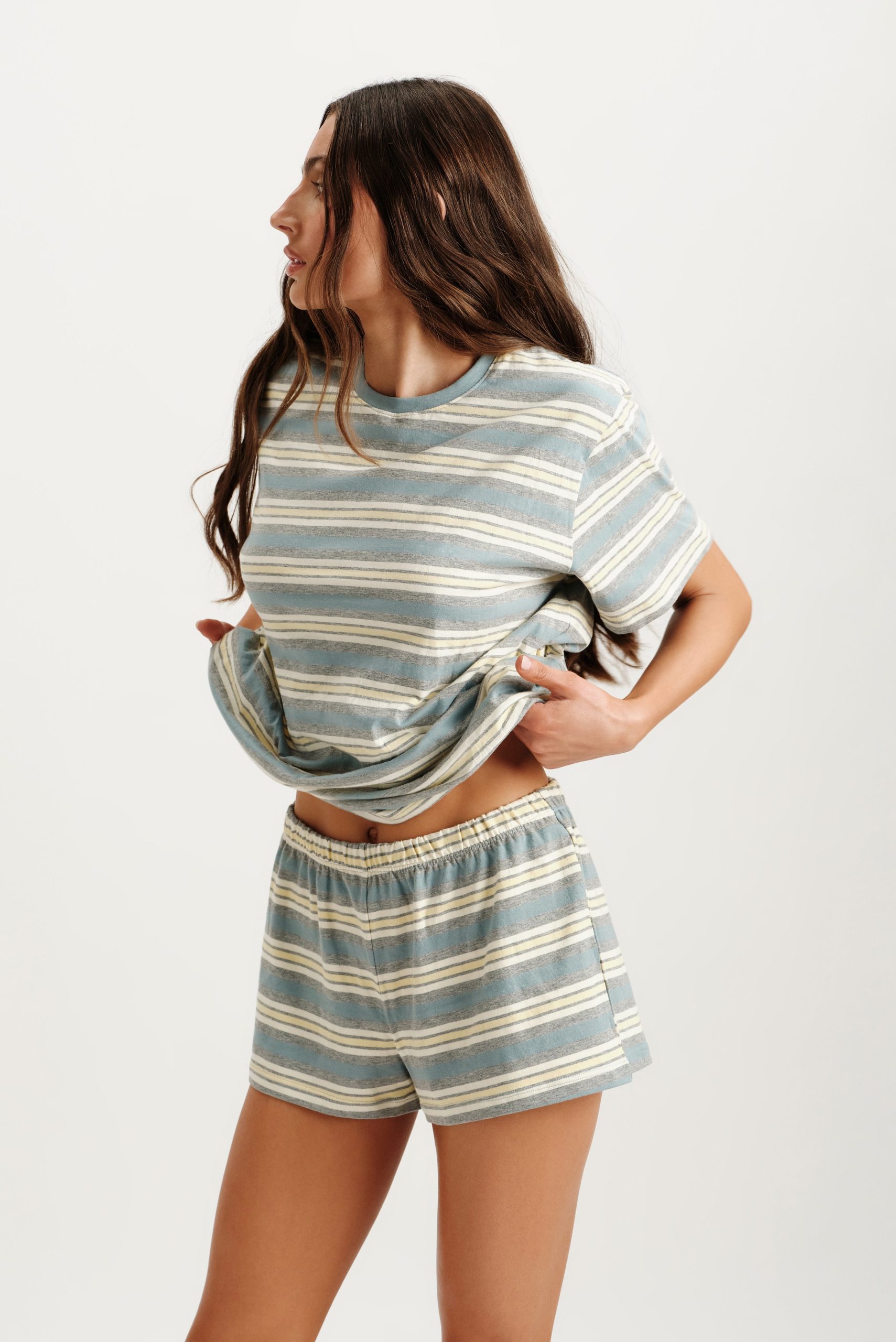 CLASSIC COTTON DAILY STRIPE BOYFRIEND TEE - CASSETTE - Image 2