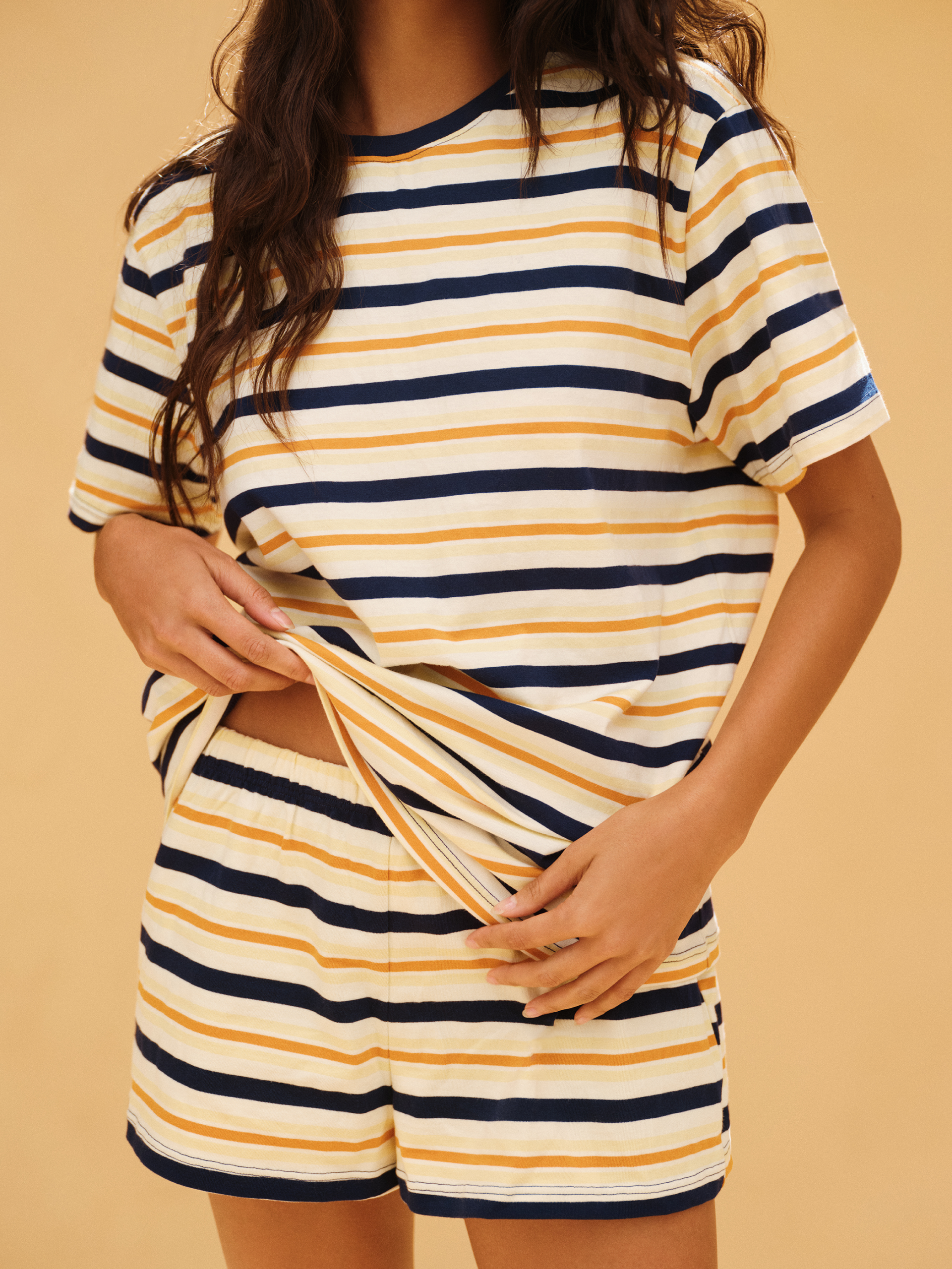CLASSIC COTTON DAILY STRIPE BOYFRIEND TEE - MELON - Image 4