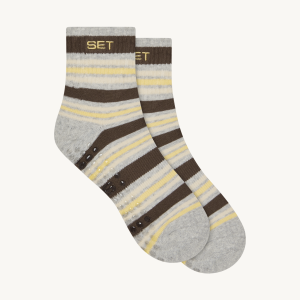 SET STRIPE SHORTY GRIP SOCKS - GRAIN