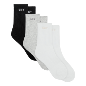 SET SOCKS (3 PACK) - WHITE/HEATHER GREY/ONYX