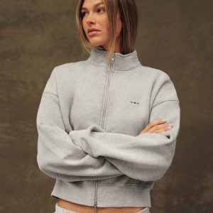 MIDWEIGHT SWEATS STAPLE SET FUNNEL ZIP - FOG HEATHER GREY